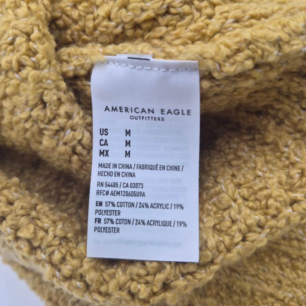 American Eagle Mustard Yellow V-Neck Balloon Sleeve Tunic Sweater New M - Picture 7 of 8